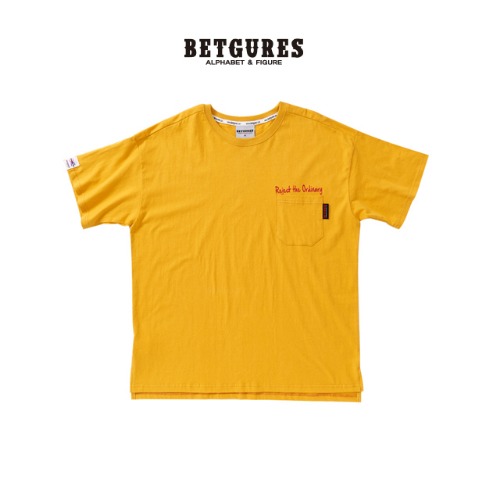 벳규어스 기본 포켓 남녀공용 반팔티셔츠 (S/M/L, 노랑)