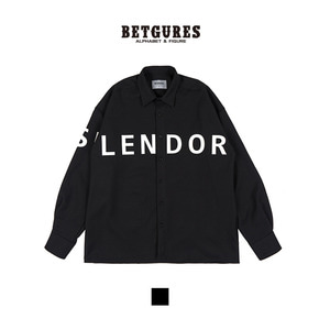 벳규어스 SPLENDOR 레터링 남녀공용 베이직 셔츠 (L 사이즈, 블랙)