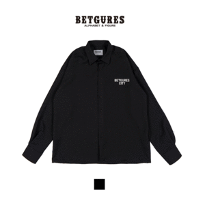 벳규어스 BETGURES CITY 레터링 남녀공용 베이직 셔츠 (L 사이즈, 블랙)